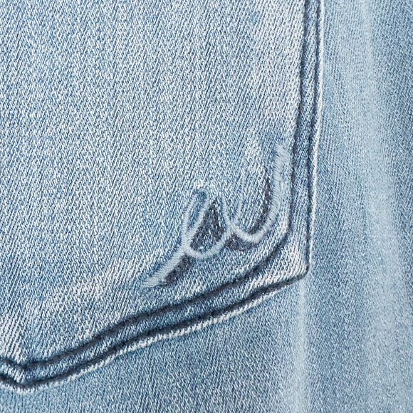 Express Mid Rise Wide Leg Flare Jeans Womens 6R Blue Raw Hem Boho Retro Hippie - Picture 15 of 16